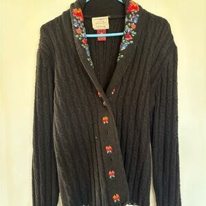 Susan Bristol Black Floral Cardigan